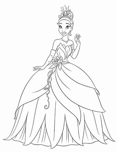 Princess-Tiana-Coloring-Pages-For-Kids-789x1024