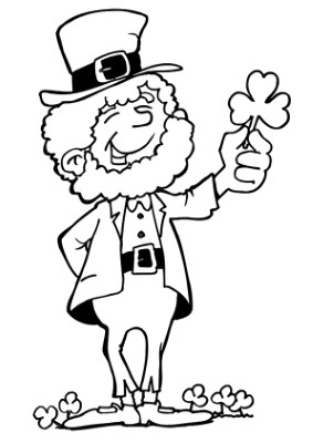 Leprechaun-and-Shamrock-Coloring-Page (kids)