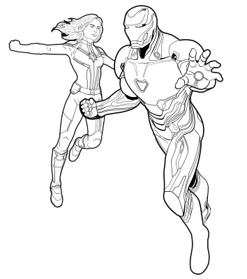 Captain-Marvel-and-Iron-Man-Coloring-Page (kids)