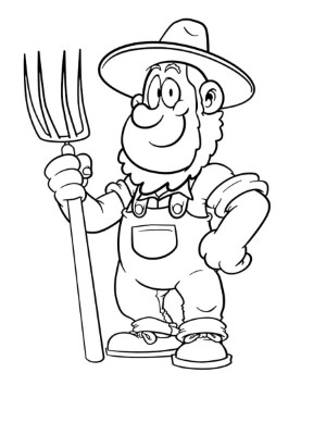 Cute-Cartoon-Farmer-Coloring-Page (kids)