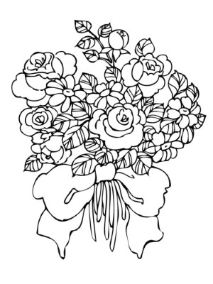 Bouquet-of-Roses-Flower-Coloring-Page (kids)