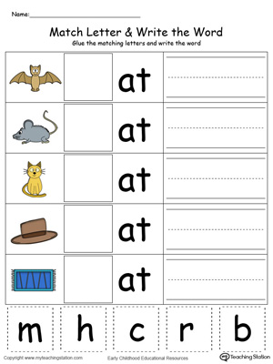 AT-Word-Family-Match-Letter-and-Write-the-Word-Color