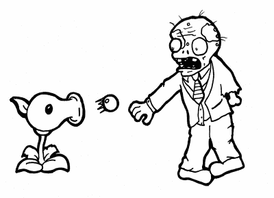 Plants-vs-Zombies-fighting-Coloring-Page (kids)