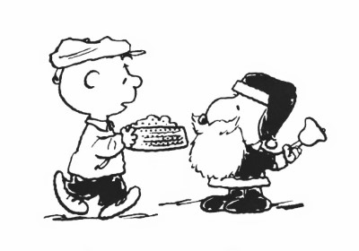 Charlie-Brown-Feeding-Snoopy-Santa-Coloring-Page (kids)