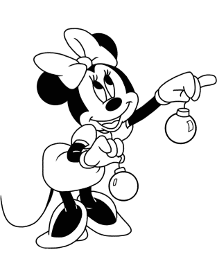 Minnie-Mouse-with-Ornament-Coloring-Page (kids)
