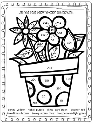 Color-by-Money-Worksheet-Spring-Flowers (kids)
