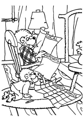 Papas-Newspaper-Berenstain-Bears-Coloring-Page (kids)