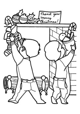 Merry-Christmas-Children-Decorating-Coloring-Page (kids)