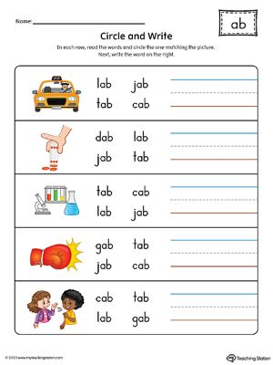 AB-Word-Family-Match-Word-to-Picture-Printable-PDF
