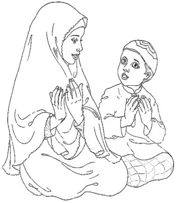 Ramadan-Pray-together-Coloring-Page (kids)