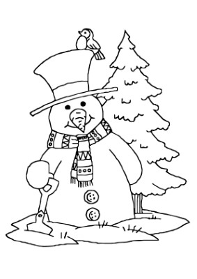 Snowman-and-Christmas-Tree-Coloring-Page (kids)