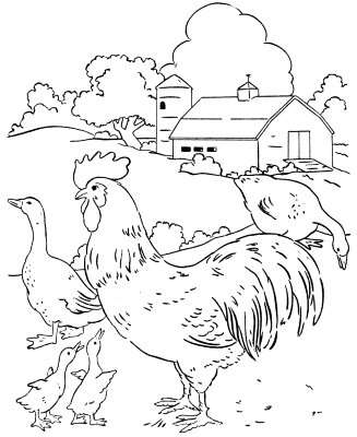 Farm-Animals-and-Barn-Coloring-Page (kids)