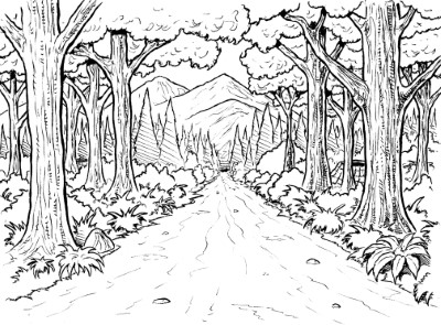 Tree-Lined-Coloring-Page (kids)