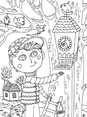 Feeding-Birds-in-April-Coloring-Page (kids)