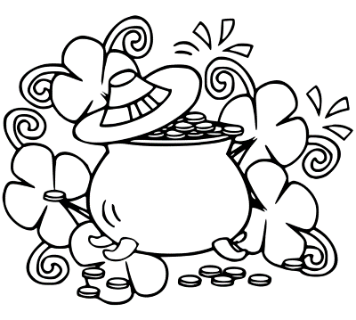 Pot-of-Gold-and-Four-Leaf-Clovers-Coloring-Page (kids)
