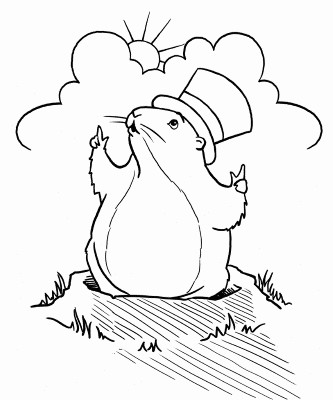 Groundhog-Sees-Shadow-Coloring-Page (kids)