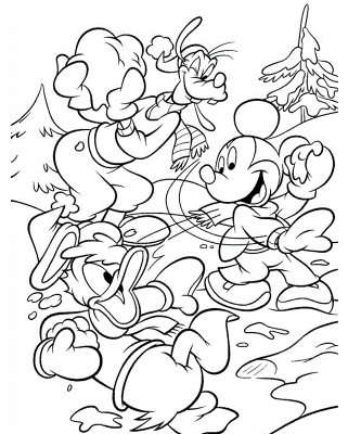 Mickey-Snowfight-in-January-Coloring-Page (kids)