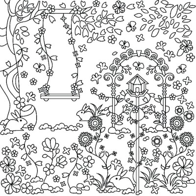 Spring-Flower-Scene-Coloring-Page (kids)