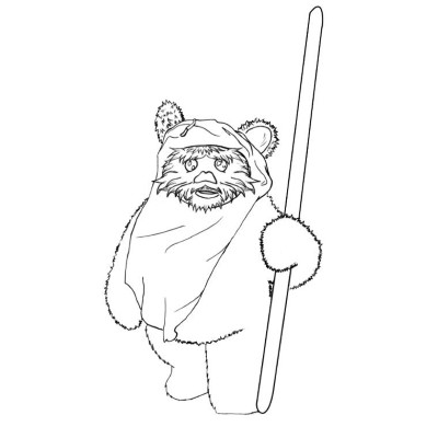 Ewok-with-Staff-Coloring-Page (kids)