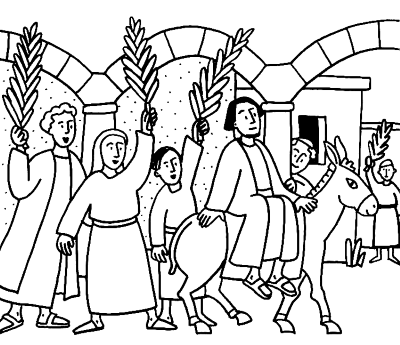 Palm-Sunday-Jesus-Rides-Coloring-Page (kids)