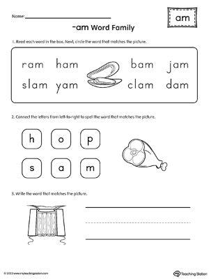 AM-Word-Family-Worksheet