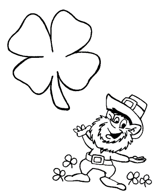 Leprochaun-Four-Leaf-Clover-Coloring-Page (kids)
