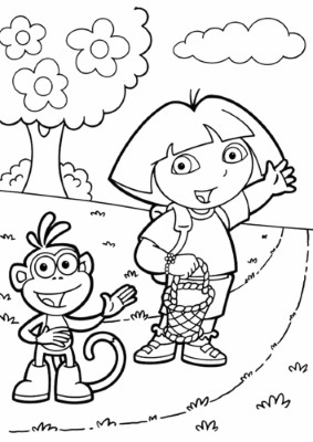 Dora-Exploring-Spring-Coloring-Page (kids)