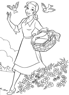 Tiana-in-Spring-Coloring-Page (kids)