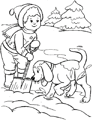 Boya-nd-Dog-Shoveling-Snow-Coloring-Page (kids)