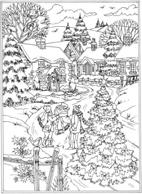 Winter-Scene-Coloring-Page (kids)