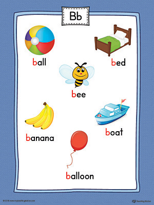 Letter-B-Word-List-with-Illustrations-Poster-Printable-Color
