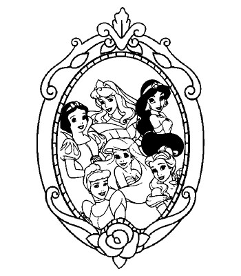 Disney-Princess-Picture-Frame-Coloring-Page (kids)