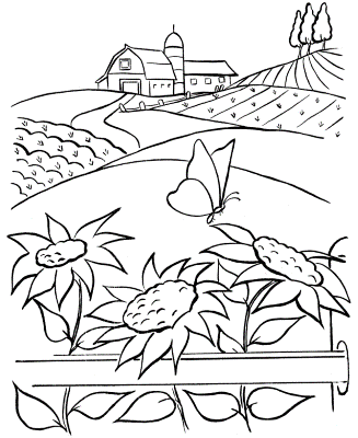 Farm-Scene-Coloring-Page (kids)