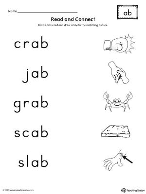 AB-Word-Family-Read-and-Match-Words-to-Pictures-Worksheet