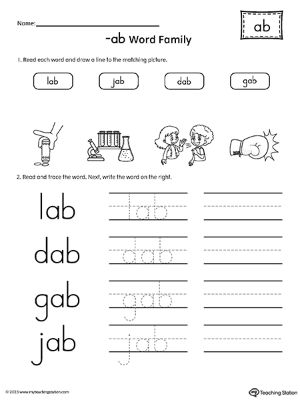 AB-Word-Family-Match-and-Spell-Words-Worksheet