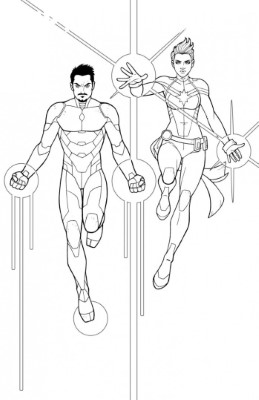 Captain-Marve-and-Iron-Man-Coloring-Pages (kids)