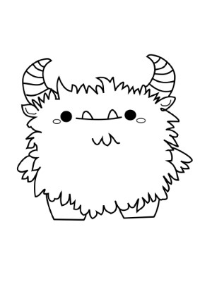 2-Horn-Fuzzy-Monster-Coloring-Page (kids)