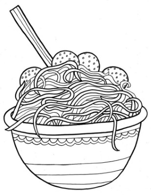 Big-Bowl-of-Pasta-and-Meatballs-Coloring-Page (kids)