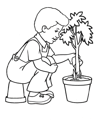Boy-Watering-Plant-Coloring-Page (kids)
