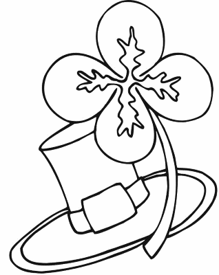 Leprechaun-Hat-and-Four-Leaf-Clover-Coloring-Page (kids)