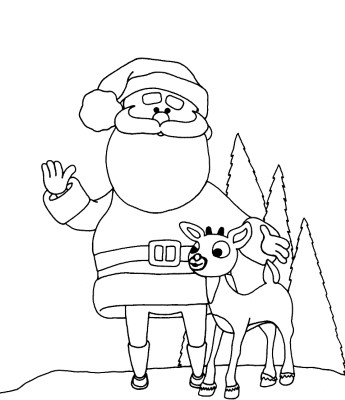 Santa-and-Rudolph-Coloring-Page (kids)